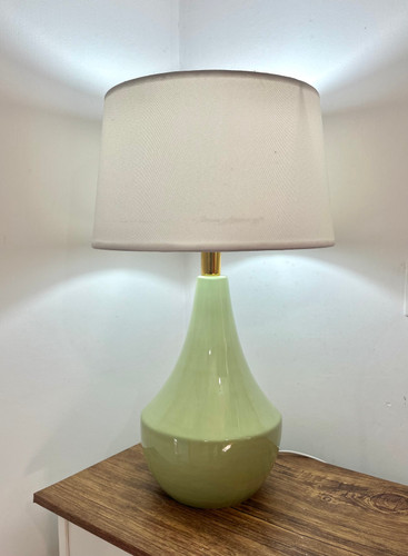 آباژور رومیزی سرامیکی تک رنگ سبز سفید